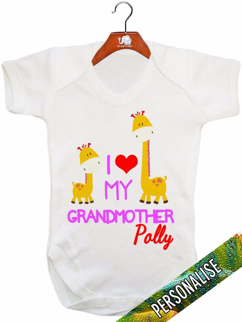 I Love My Grandmother 'PERSONALISED' Baby Vest Baby Grow Baby Playsuit 