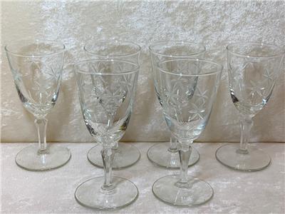 Set Of 6 Crystal Wine Gles Etched Star Design 5 3 4 Tall Crystal Wine Gles Etched Star Design