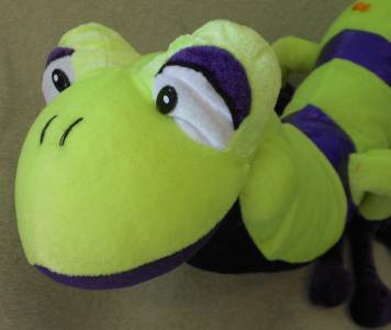 novelty large 25" fluffy buddy green purple newt salamander