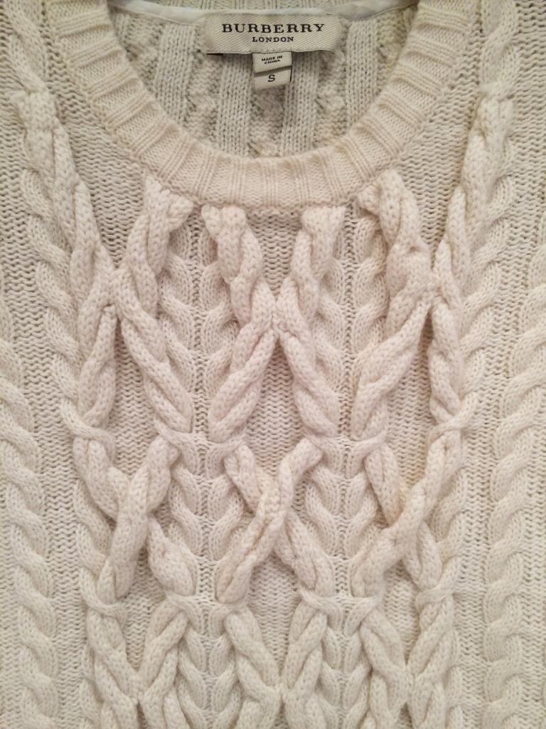 Burberry Cable Knit Cream Wool & Cashmere Sweater Small Excellent ...