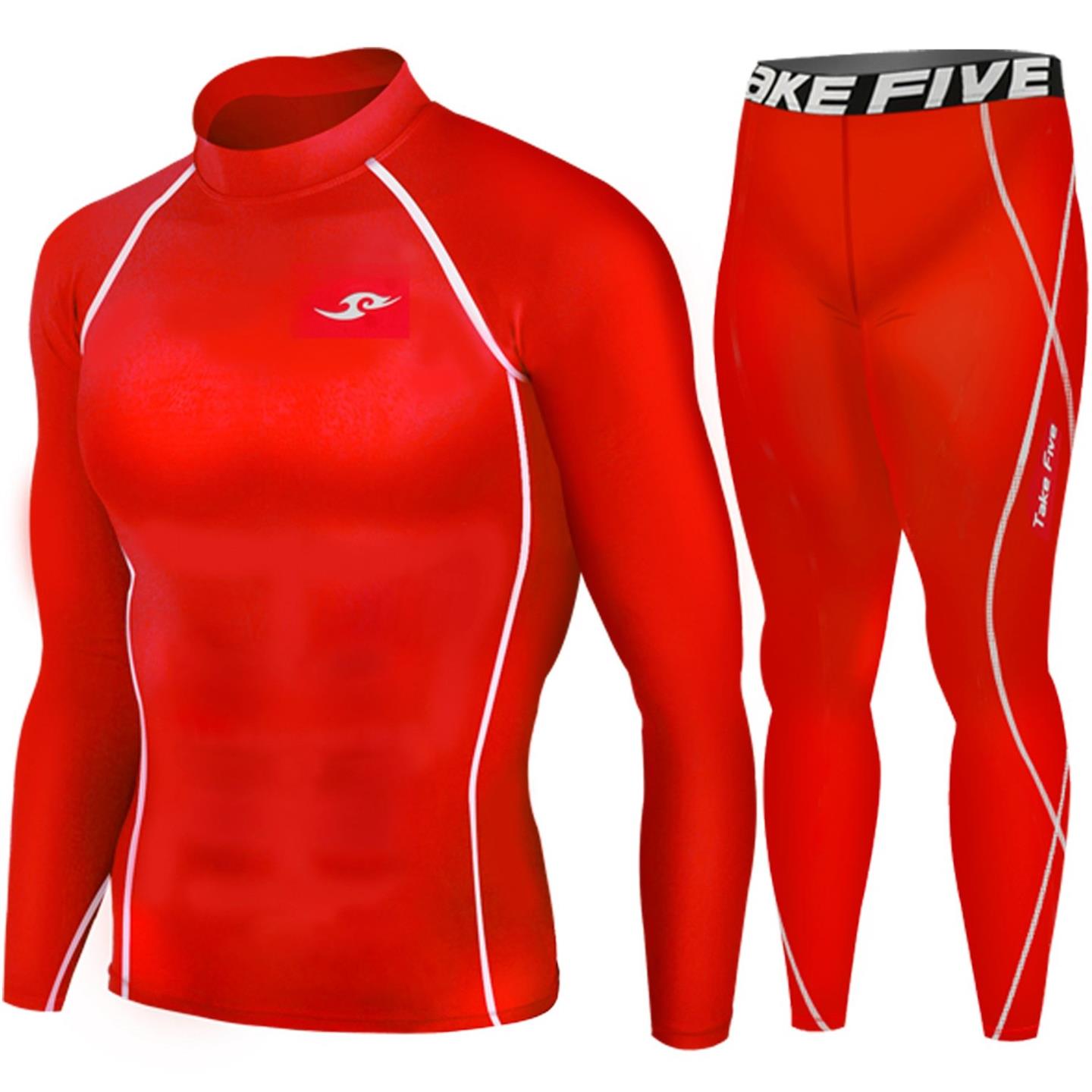 Mens Top & Pants Set Compression Sports Skins Base Layer Football Rugby ...