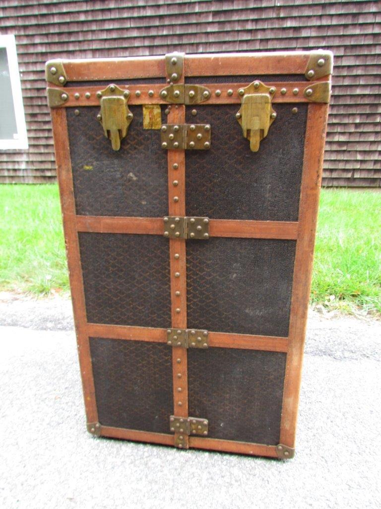 Antique French Signed Goyard Wardrobe Steamer Trunk With Clean