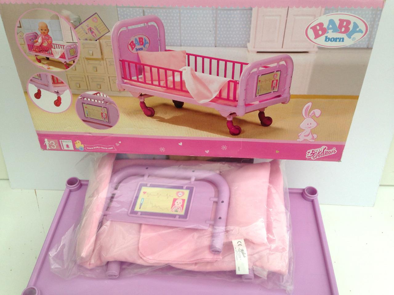 Baby Born Dolls Hospital Bed Childs Toy Pink Wheeled Bed Boxed with