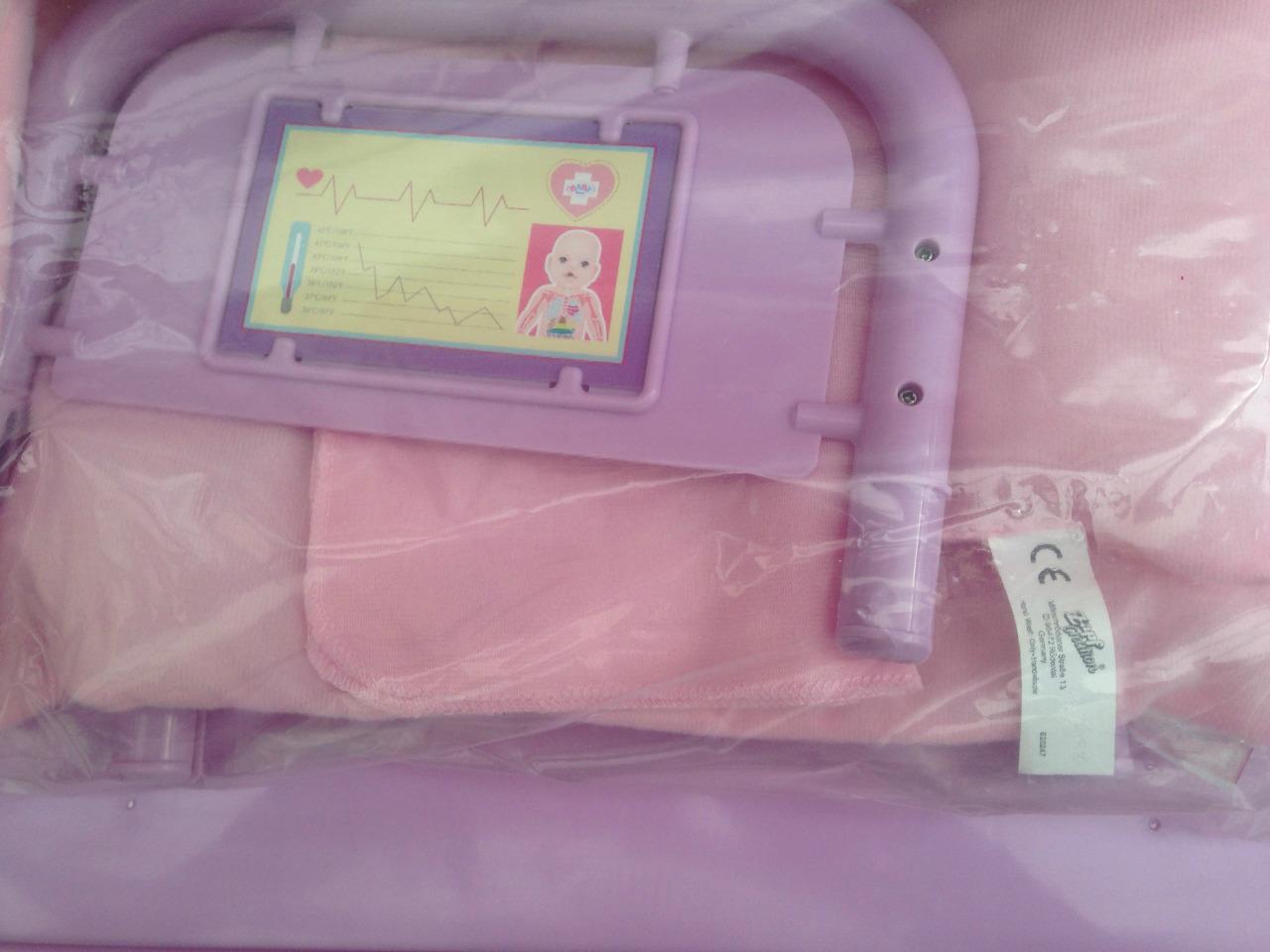 Baby Born Dolls Hospital Bed Childs Toy Pink Wheeled Bed Boxed with