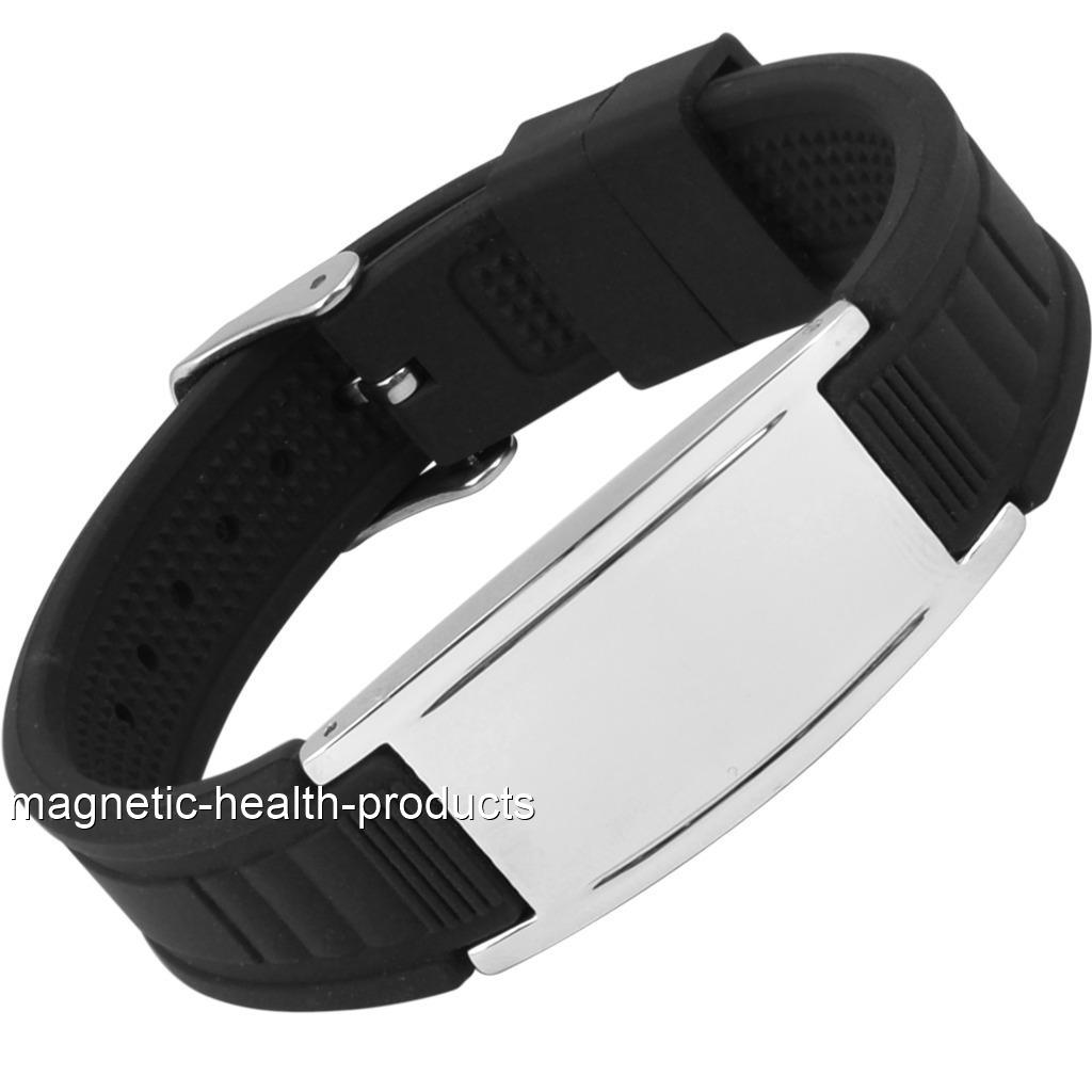 MENS SILICONE HEALTH WRISTBAND SPORTS BRACELET ARTHRITIS PAIN