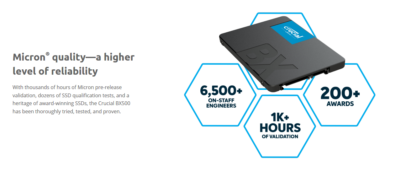 Crucial SSD BX500 Internal Solid State Drive Laptop 2.5" SATA III 540MB/s