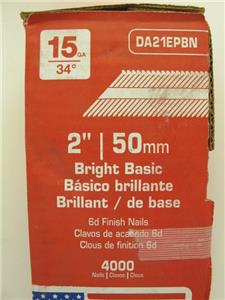 4000 Count SENCO 6d 2" Finish Nails Strip 15ga Nail Gun Bright Basic