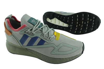 Adidas ZX 2K Boost NEW Grey Crew Blue Womens 9 Running