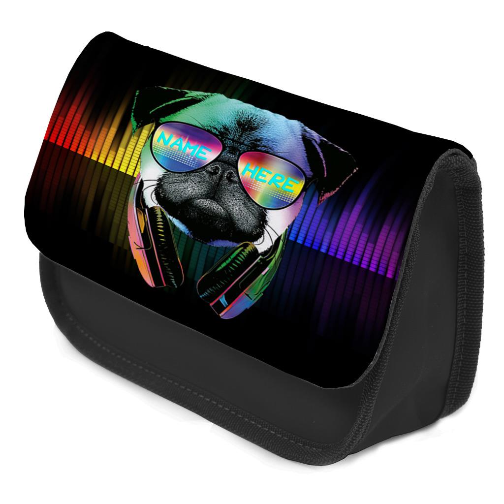 Personalised Pencil Case GAMER PUG NEON School Kids Girls Stationary Boys Bag