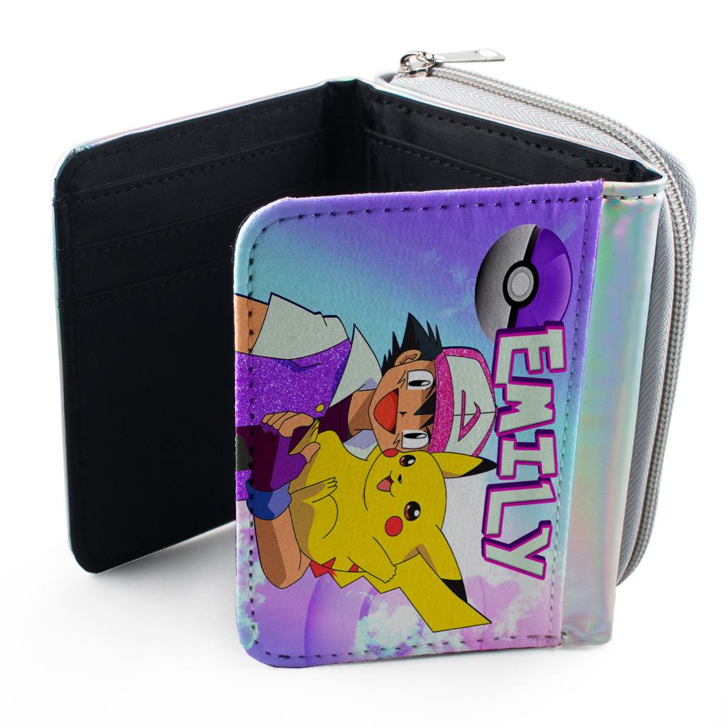 Personalised Girl Purse UNICORN RAINBOW Holographic Shiny Silver Christmas KS145