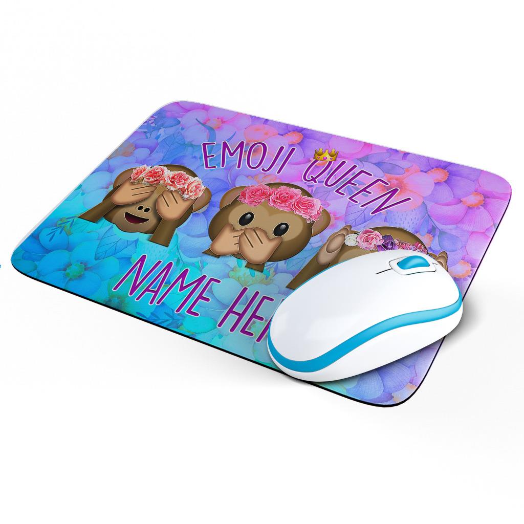Personalised Emoji Queen Mouse Mat Pad Computer Gaming Monkey Gift Girls KS60