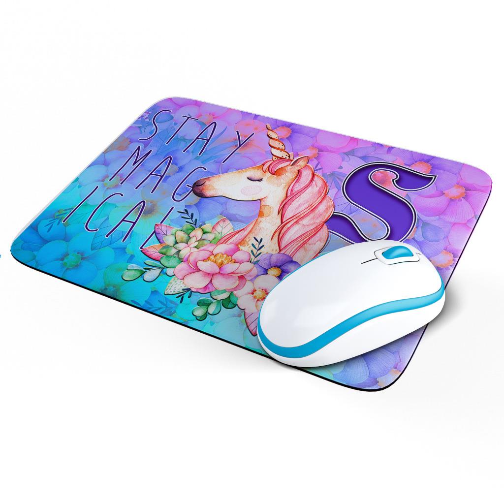 Personalised Unicorn Mouse Mat Pad Computer Gaming Magical Gift Girls Hers KS31