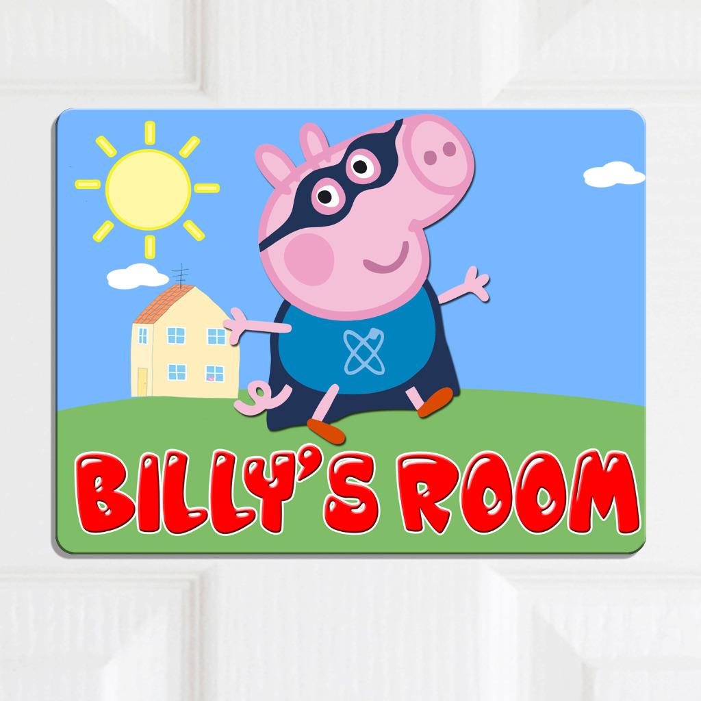 Details About Personalised Door Name Plaque George Pig Girls Boys Kids Bedroom Room Sign Kd35