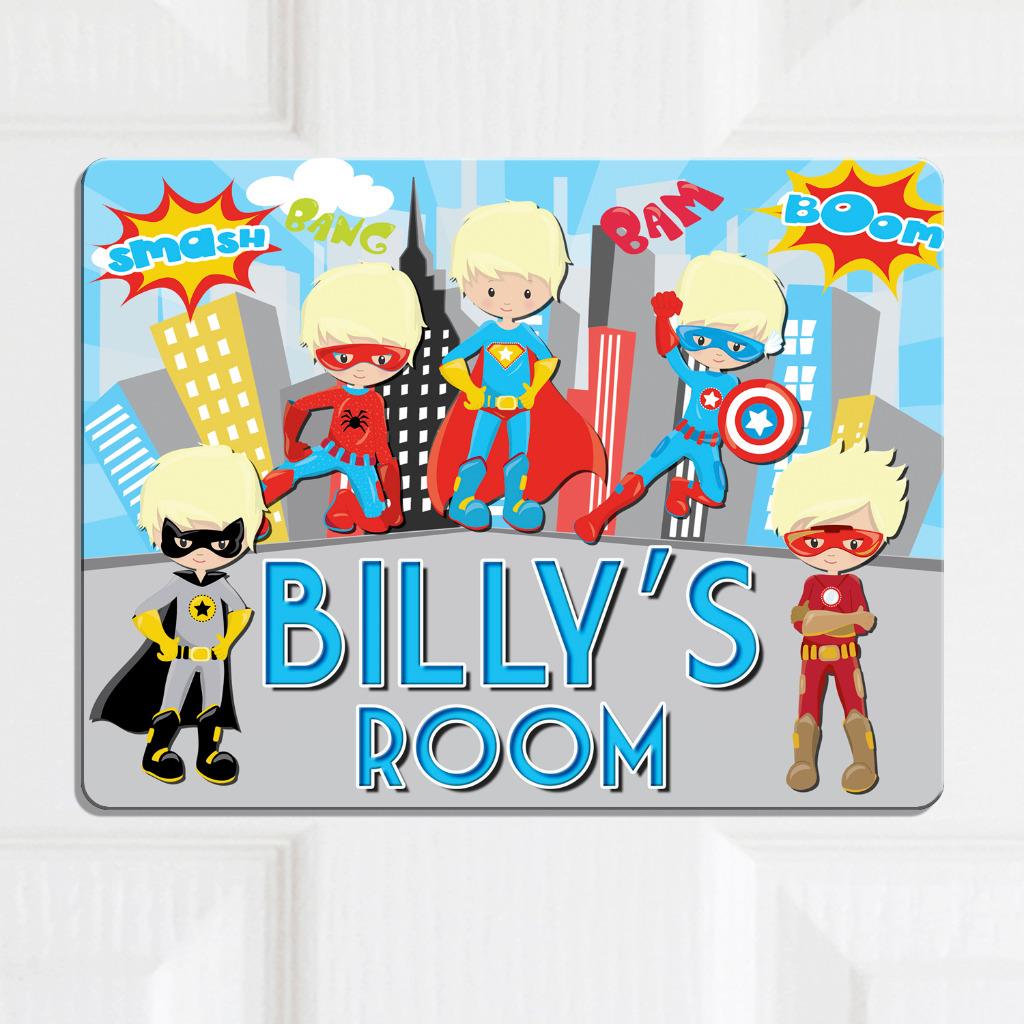 Personalised Door Name Plaque Superhero Girls Boys Kids Bedroom Room Sign Kd84 Ebay