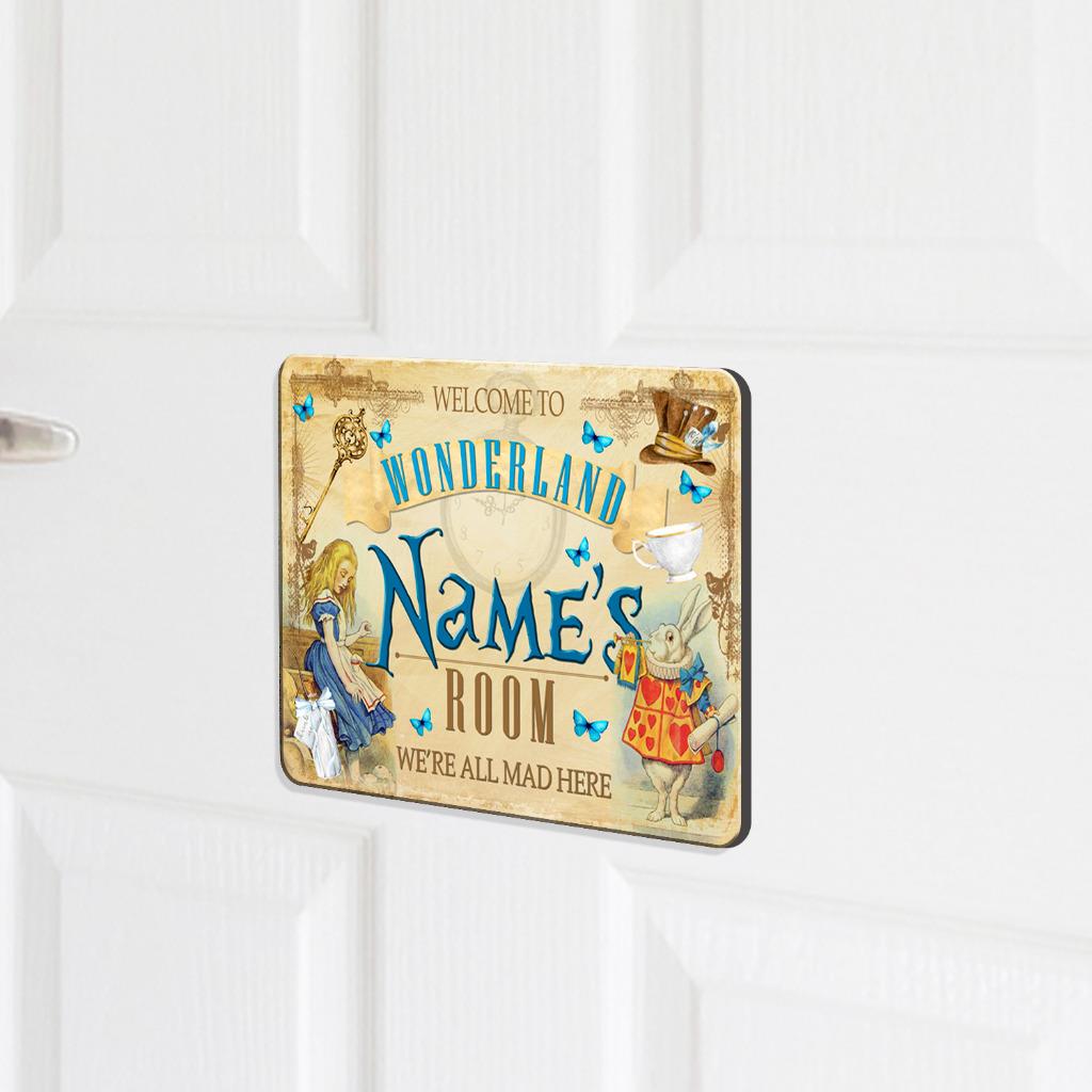 Personalised Door Name Plaque Alice In Wonderland Girls