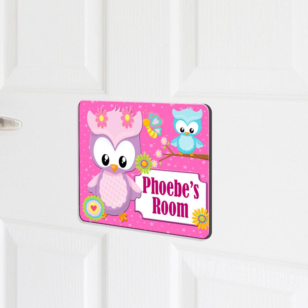 Details About Personalised Door Name Plaque Cute Pink Owl Girls Kids Bedroom Room Sign Kd20
