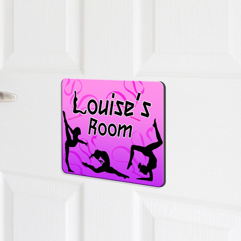 Personalised Door Name Plaque Gymnastics Girls Kids Bedroom Room