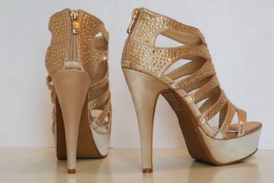 Ladies Sparkly Satin Diamante Ankle Straps High Heel Shoes Peep Toe ...