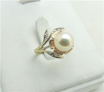 14k Yellow Gold Flower 7 5 Mm Pink Pearl Ring 3 6 Grams Size 4 5 Very Unique Ebay