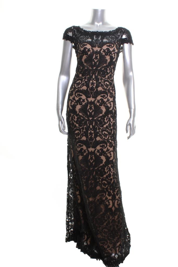 black and nude gown