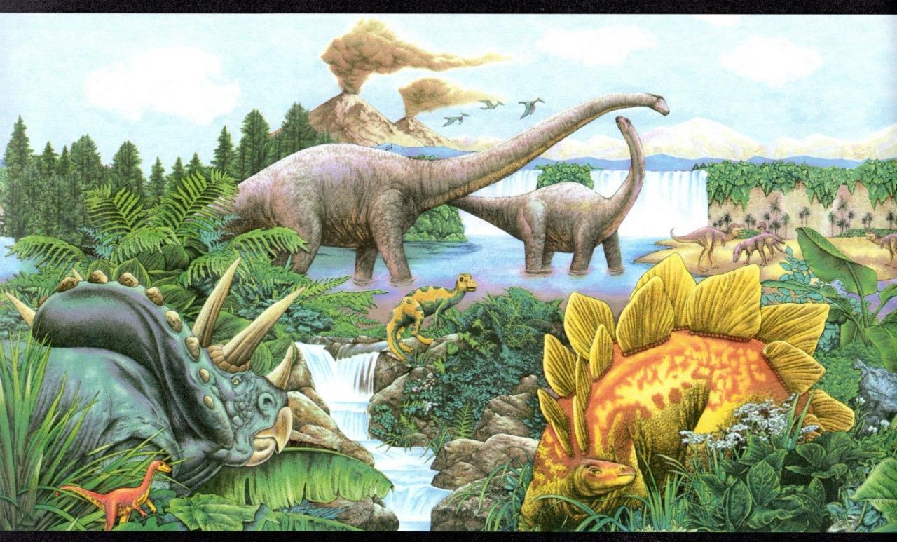 Realistic Dinosaur in a Beautiful Jungle Green Blue ...