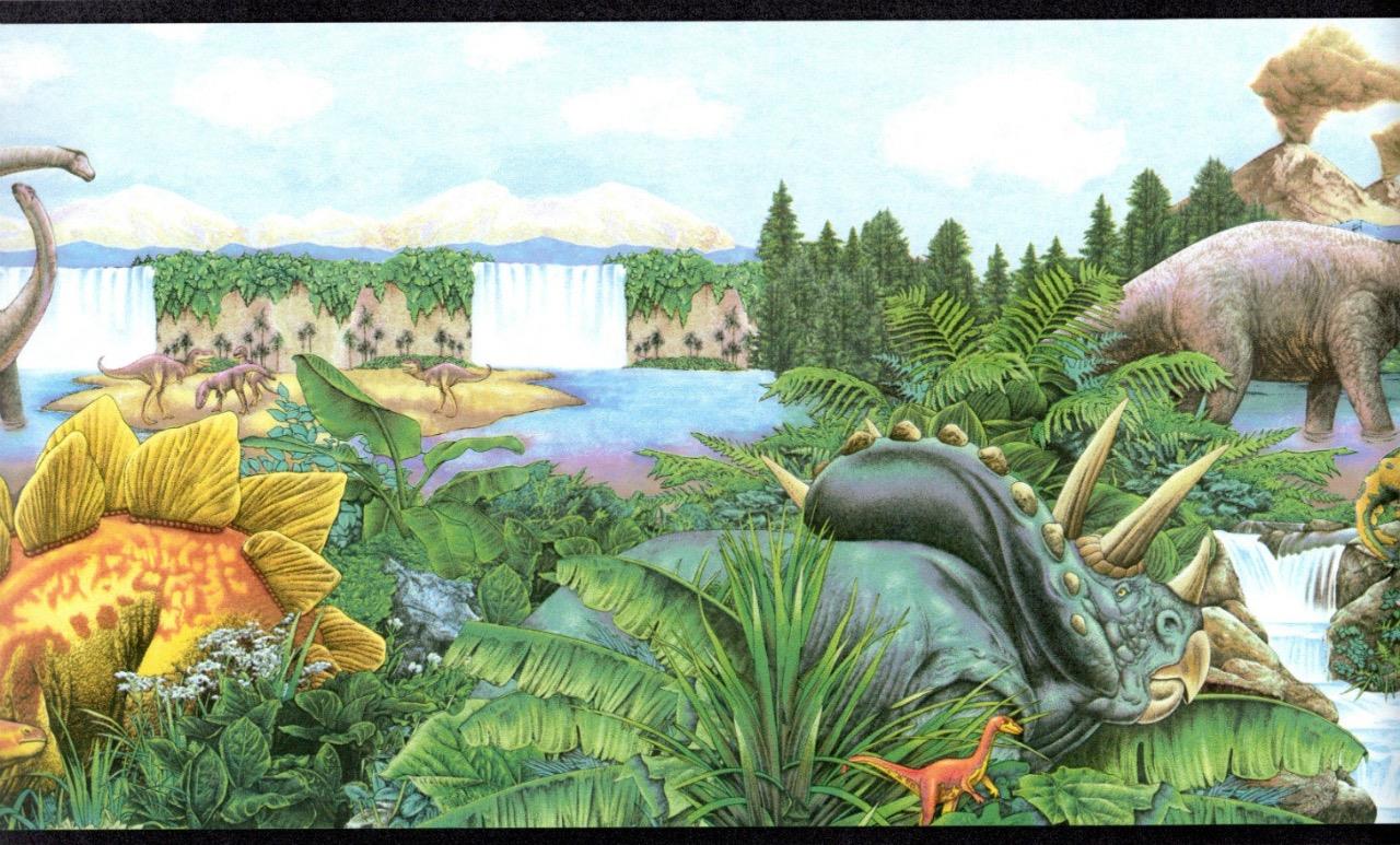 Realistic Dinosaur in a Beautiful Jungle Green Blue ...