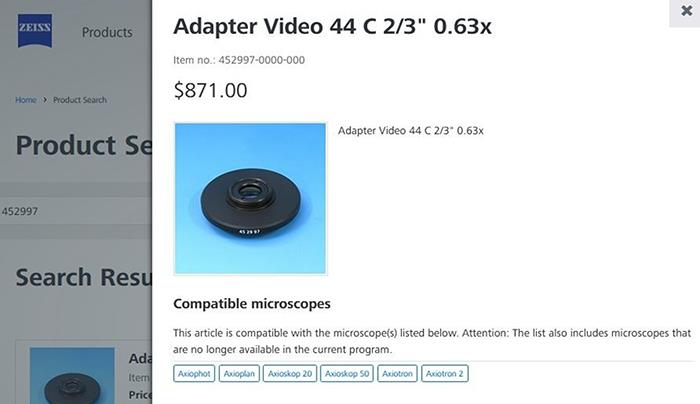 C-mount Camera Adapter for Zeiss Microscope