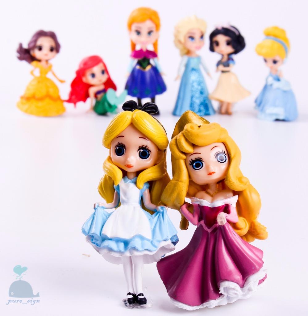 8pcs Disney Princess Mini Dolls Resin Character Figures