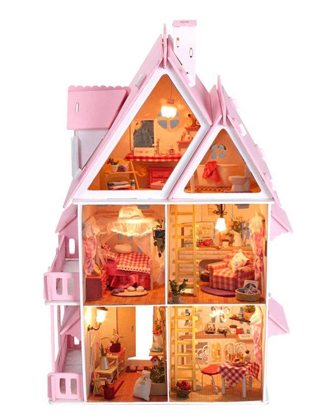 DIY Handcraft Miniature Project Kit Wooden Dolls House My Pink Little