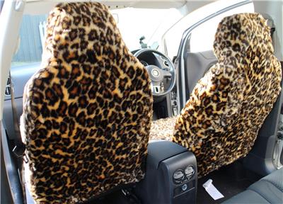 BDK Leopard Print Car Seat Covers – Full Set Gray – Cute Animal Pattern For Women