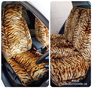 White Tiger Print Car Seat Covers Full Set – 4-Piece Animal Print Interior Decor