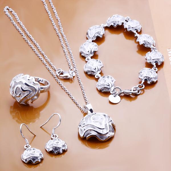Argint Collection On Ebay Women Elegant Jewelry 925 Sterling Silver Filled Rose Necklace Bracelet Ring Set