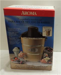 AROMA 4-Quart Traditional Ice Cream Freezer w/ Wood Bucket