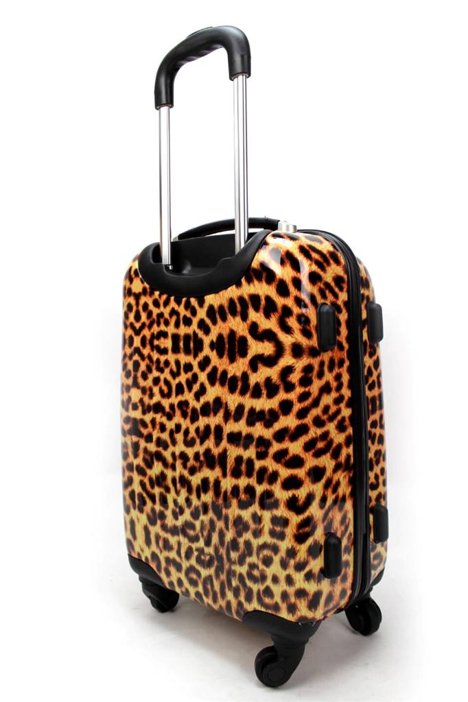 Hard Shell PC 4 Wheel Suitcase ABS Leopard Printed Cabin Travel Luggage ...