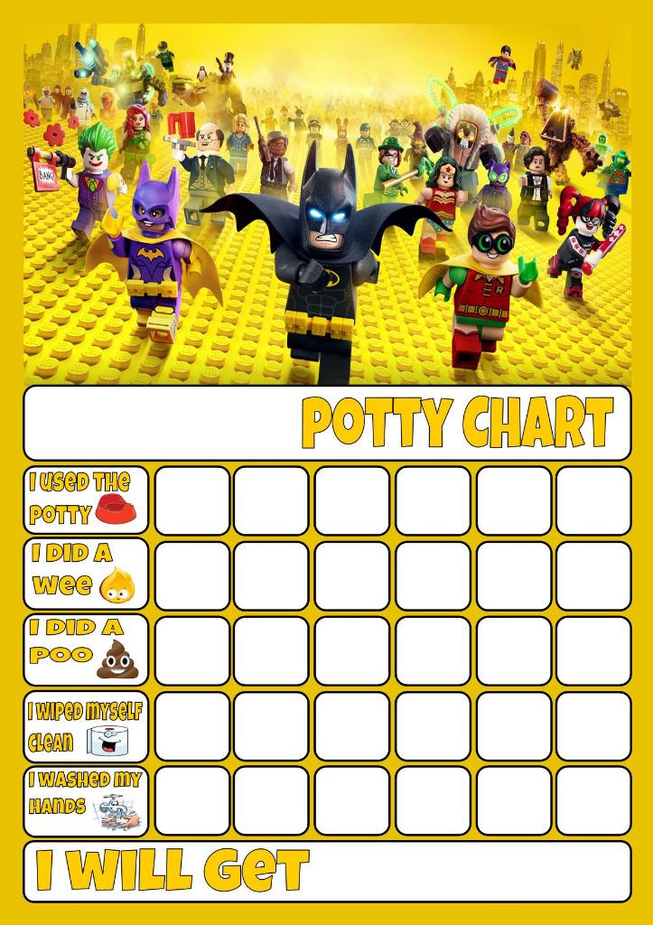 LEGO BATMAN POTTY TOILET TRAINING REWARD CHART Free Stars Pen 3 47 