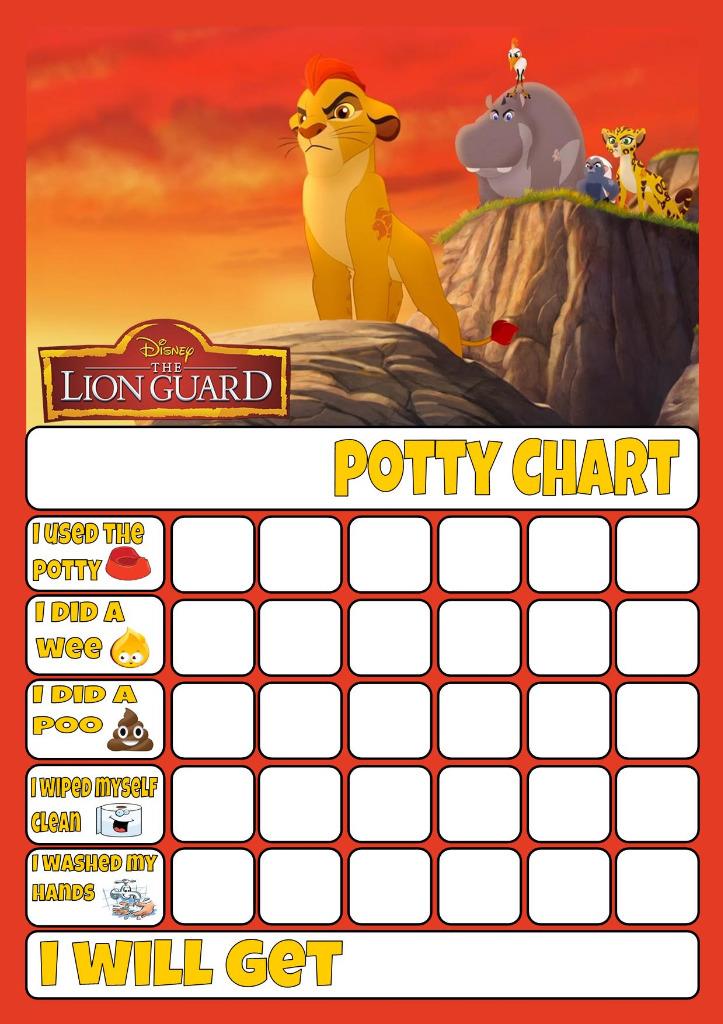 LION GUARD POTTY/TOILET TRAINING REWARD CHART free stars & pen £3.47