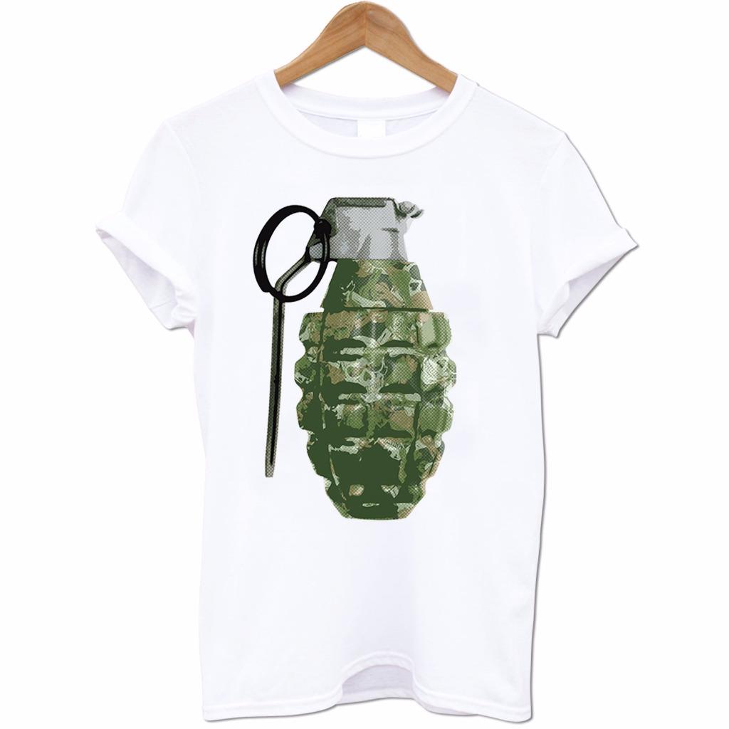 Hand Grenade Skull & Bones Camouflage World War Bomb Hipster Dope Mens ...