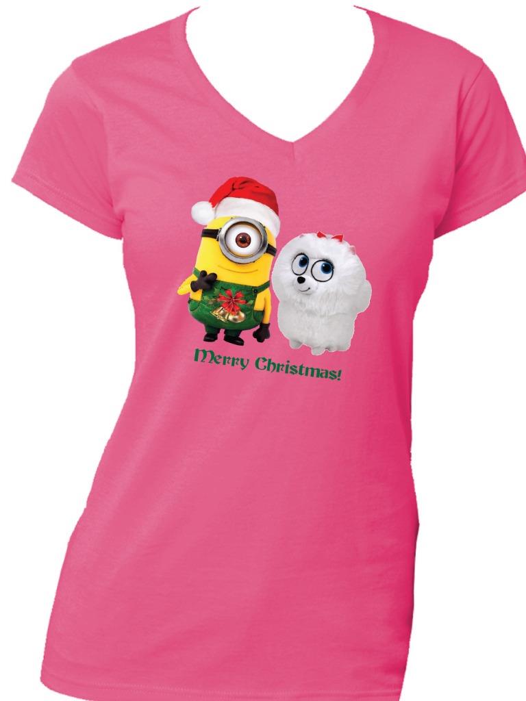 Merry Christmas /'Minion /& Gidget/' on Quality Gildan Mens /& Kid/'s Cotton T Shirt