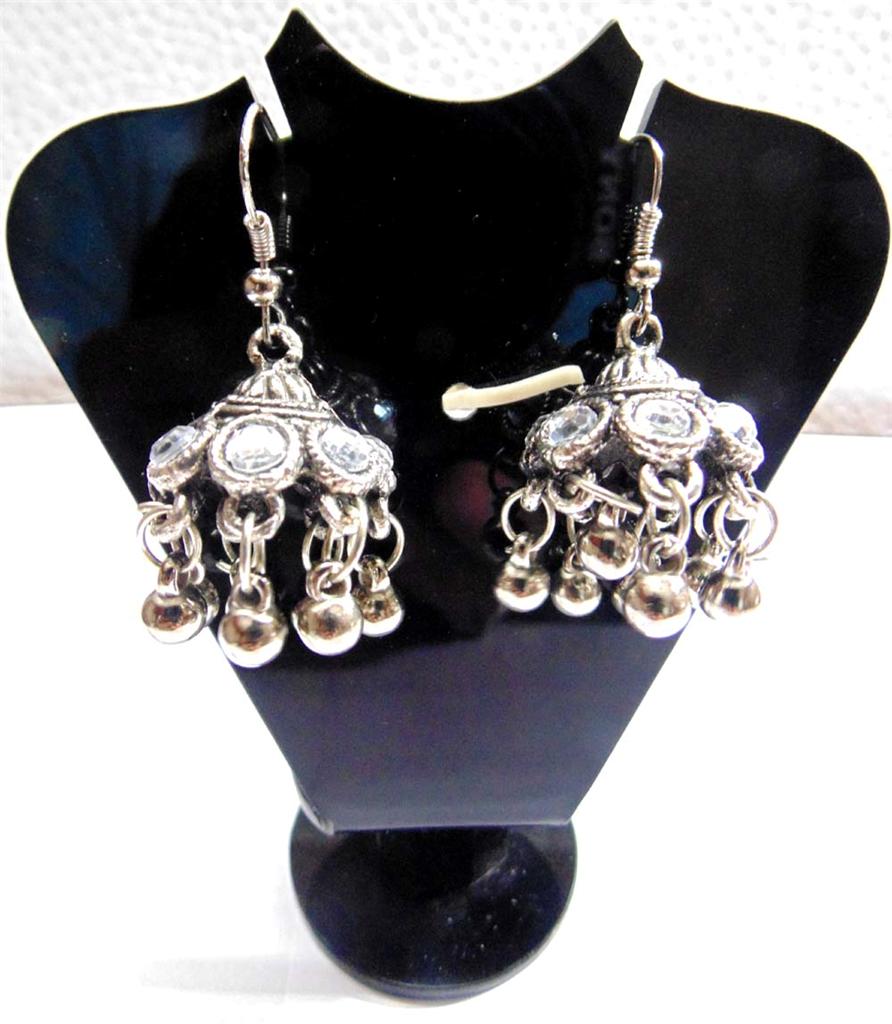 ethnic tribal kuchi indian oxidized dangle earrings bellydance