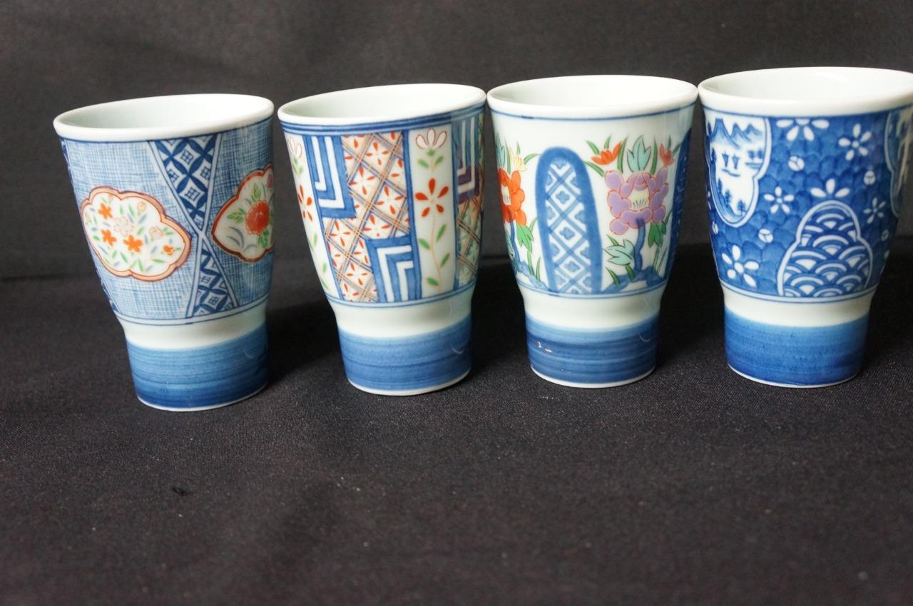 4 Japanese Sake/Juice Glasses 4" Tall Made in Japan eBay