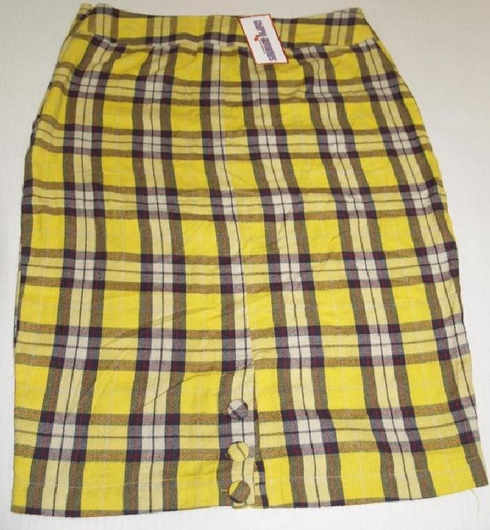 Halloween Costume Cherie Yellow Plaid Pencil Skirt (5 sizes JRS)