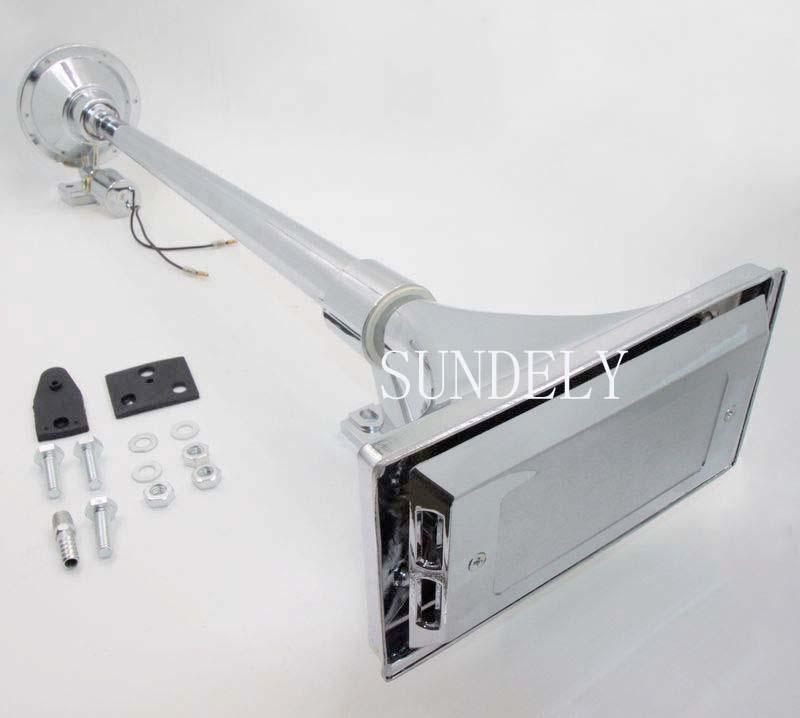 Car Horn 12V 24V 150db Chrome 45cm Simple Trumpet Speakers with Compressor for Vehicle Trucks Trains Boats