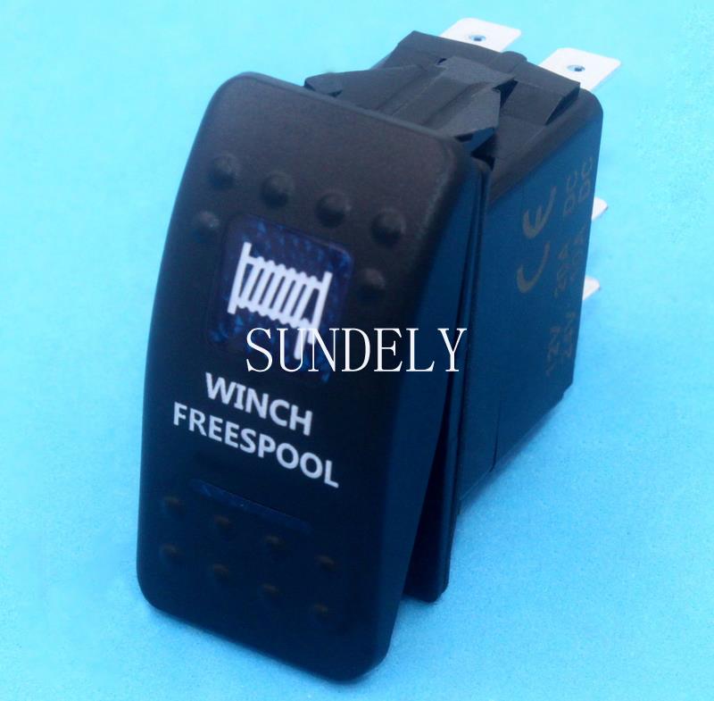 Winch Freespool Rocker Switch Carling ARB Narva Style BLUE Design Heaps 12 Volt