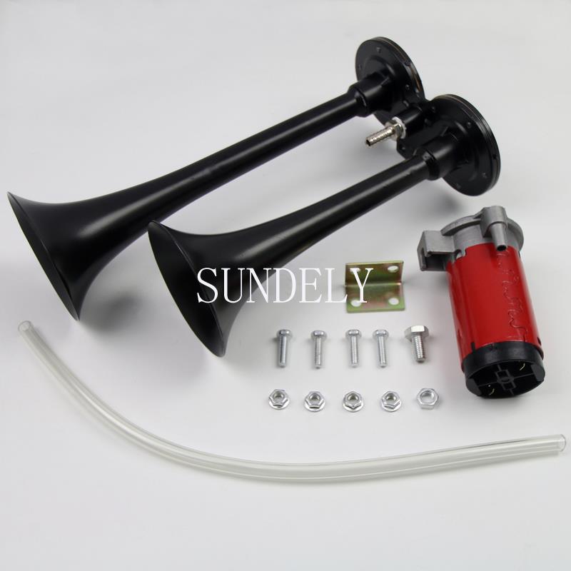 12V Black 150db Air Horn Trumpet Train Car Boat RV Super-loud Horn w//Compressor