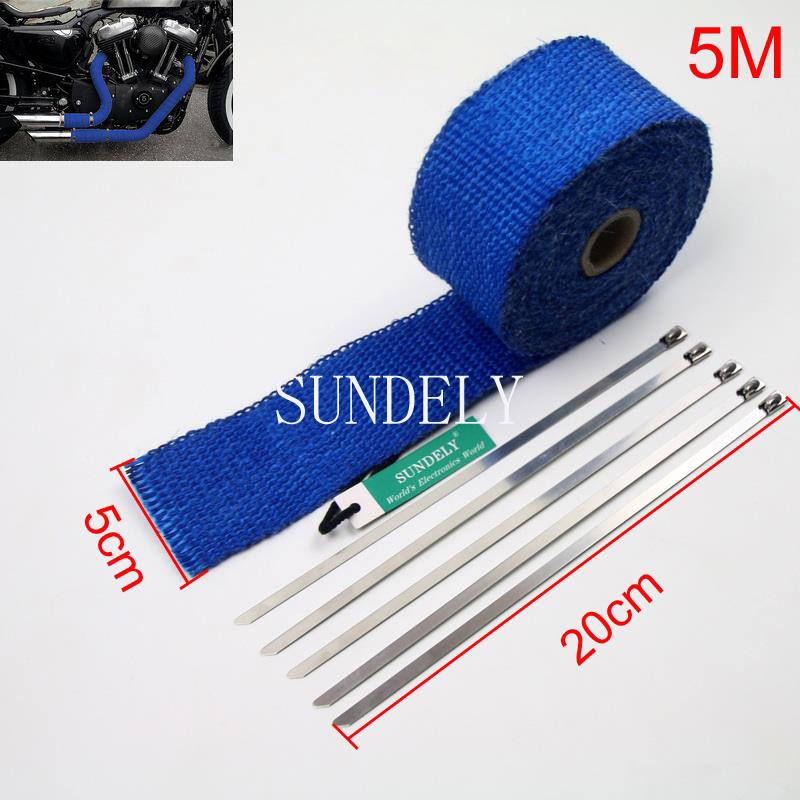 New Exhaust Manifold Downpipe Heat Wrap 2" x 5m & 5 Ties rap De Cat Pipe Tape US New Exhaust Manifold Downpipe Heat Wrap 2" x 5m & 5 Ties rap De Cat Pipe Tape US