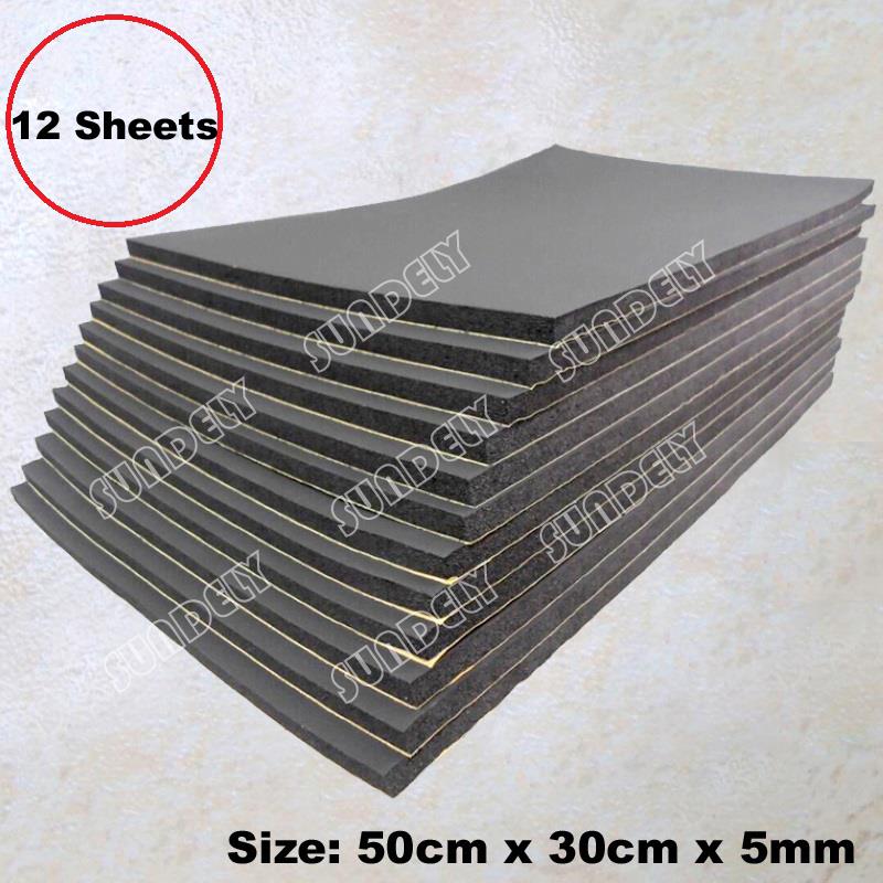 SUNDELY/® 6 Sheets Self Adhesive Closed Cell Foam 5mm Car Sound Proofing Insulation