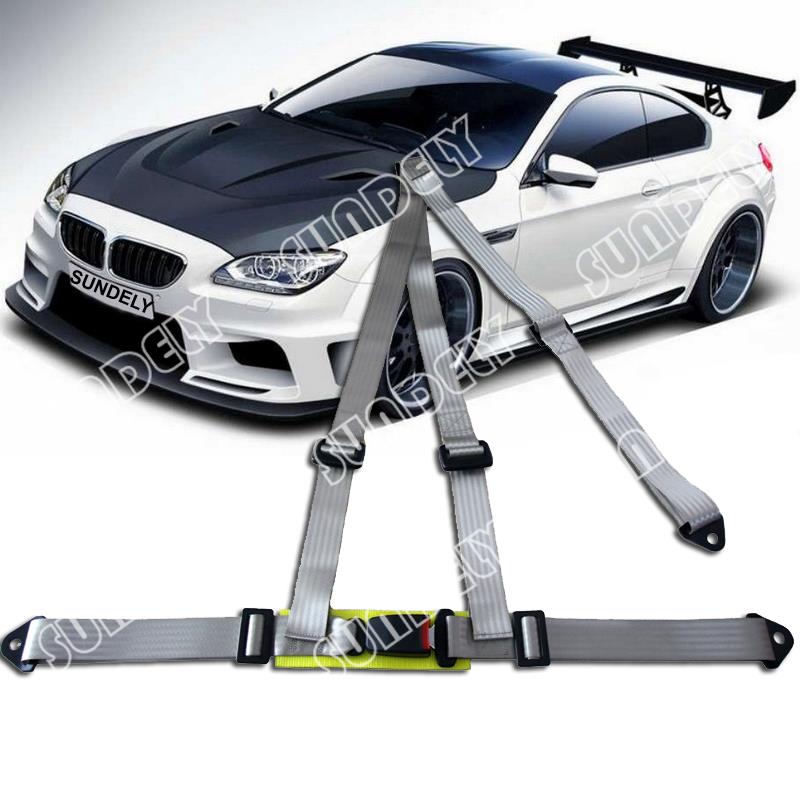 Car Vehicle 3 Point Racing Safety Harness Strap Seat Belt Bolt In Gray