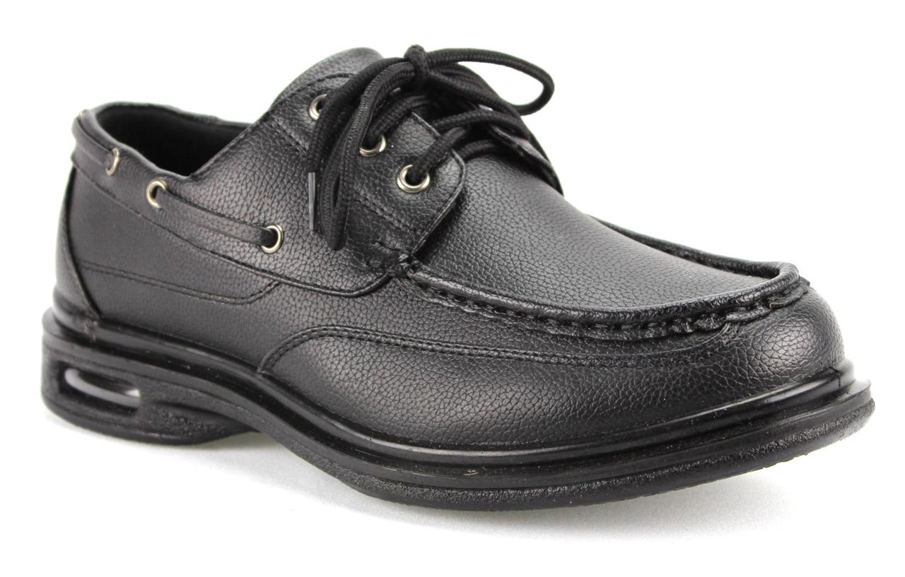Men's Black Restaurant Work Shoes Lace Up Slip & Oil Resistant Air Sole ...
