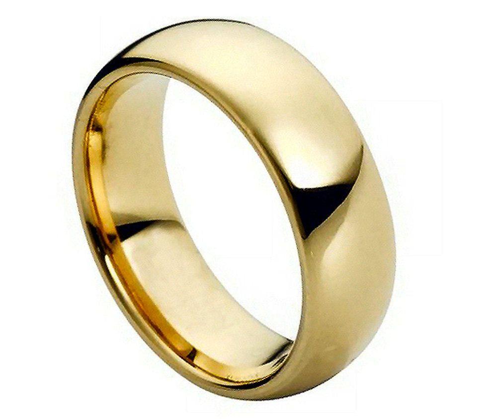 Tungsten Carbide 18k Gold Dome Wedding Engagement Band