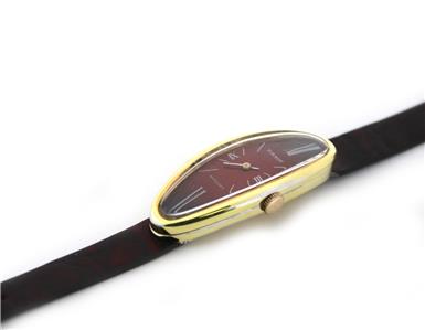 Tissot Stylist 18k Gold Case Hand Winding Oval Leather Band Ladies